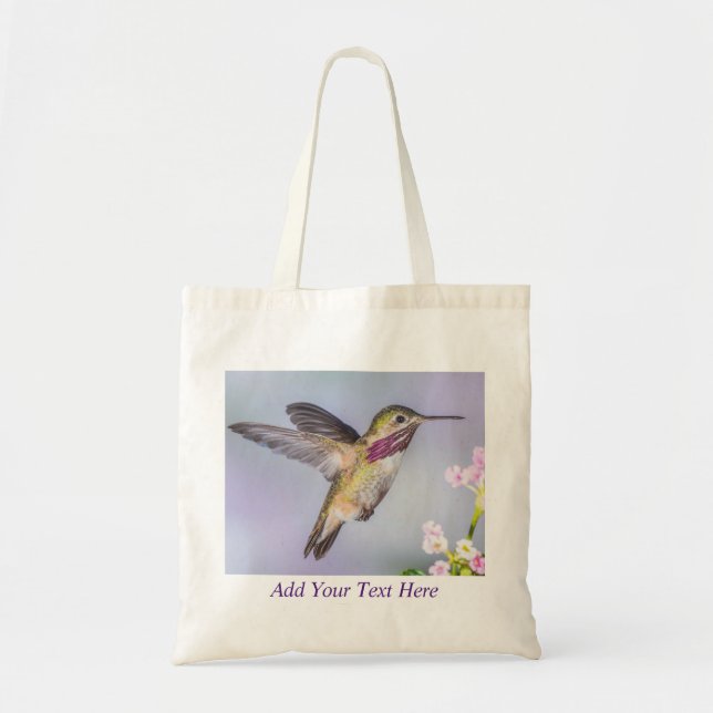 Bolso De Tela Calliope Hummingbird Purple & Pink Personalizado (Frente)