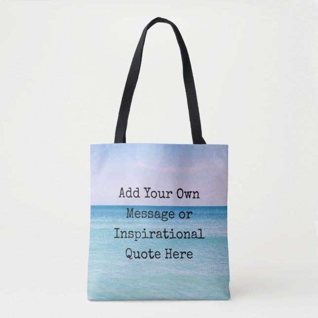 Bolso De Tela Calmador azul de Aqua verde azulado cita olas de p (Anverso)