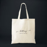 Bolso De Tela Cama de honor con nombre de firma de lazo lindo<br><div class="desc">Crea tu propia bolsa tote personalizada o monogramada para tu dama de honor. Puedes personalizar el color o tamaño del estilo moderno de lazo pequeño coqueto y el tamaño y estilo de la letra manuscrita según sea necesario. Cambia los colores de la fuente y la sombra de la firma para...</div>