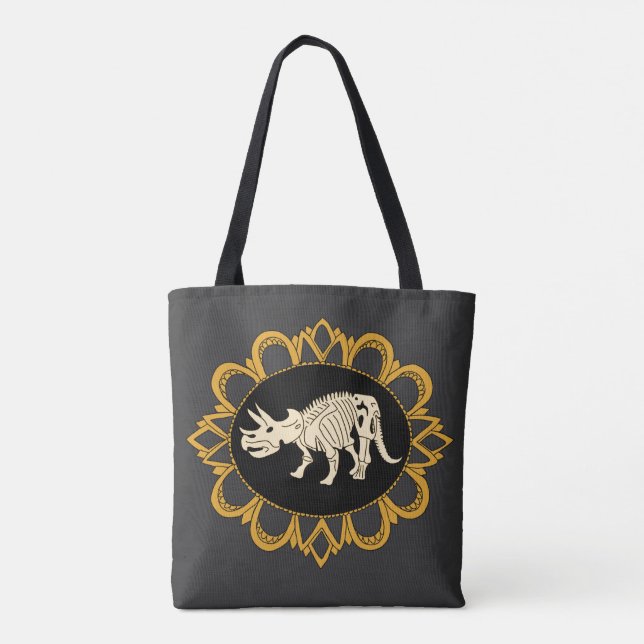 Bolso De Tela Camafeo del fósil del Triceratops (Reverso)
