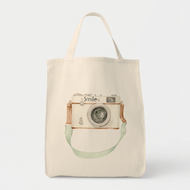 Bolso De Tela Cámara de Crema de Menta (Frente)