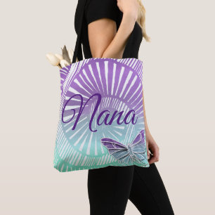 Bolso De Tela Cambiar Nombre Abuela Remolino Púrpura y Mariposa