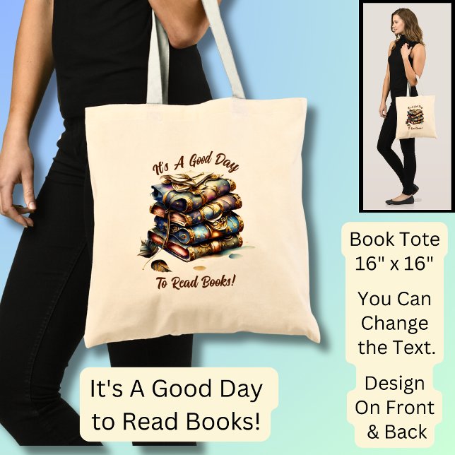 Bolso De Tela Cambiar texto, es un buen día para leer libros, li (Subido por el creador)