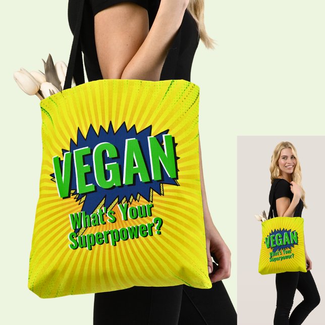 Bolso De Tela Cambiar texto Vegan tu superpoder Comic Style Text (Subido por el creador)