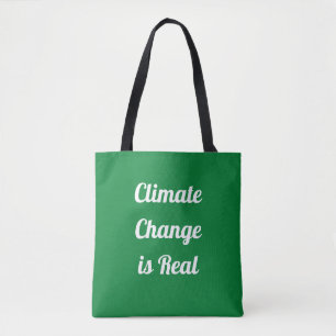 Bolso De Tela Cambio Climático: Verde y Blanco