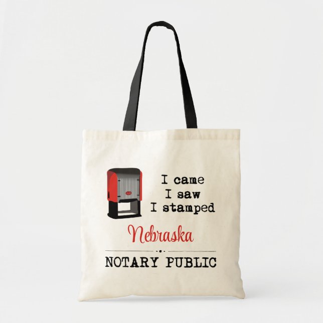 Bolso De Tela Came Saw Stamped Notary Public Nebraska (Frente)