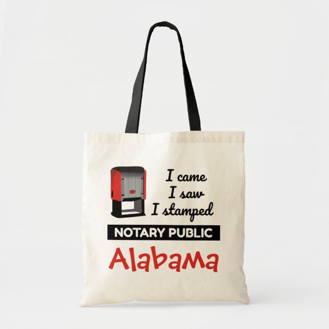 Bolso De Tela Came Saw Stamped Notary Public Stamp Alabama (Frente)