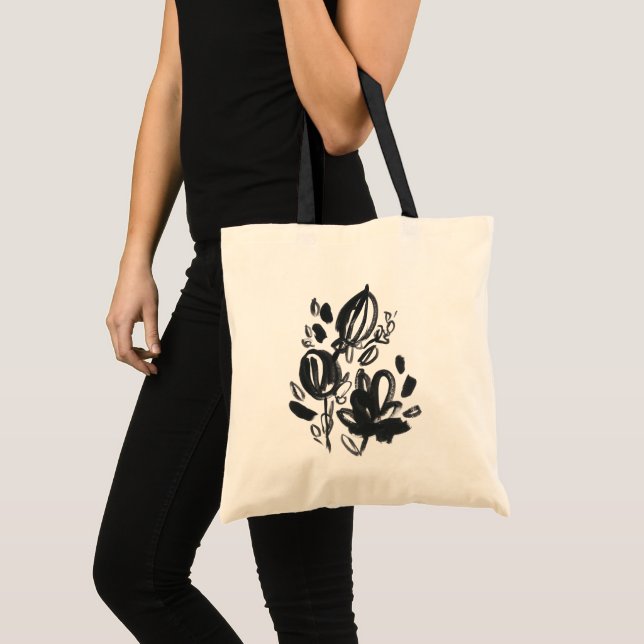 Bolso De Tela Cameo Bloom - Blanco y negro (Anverso (producto))