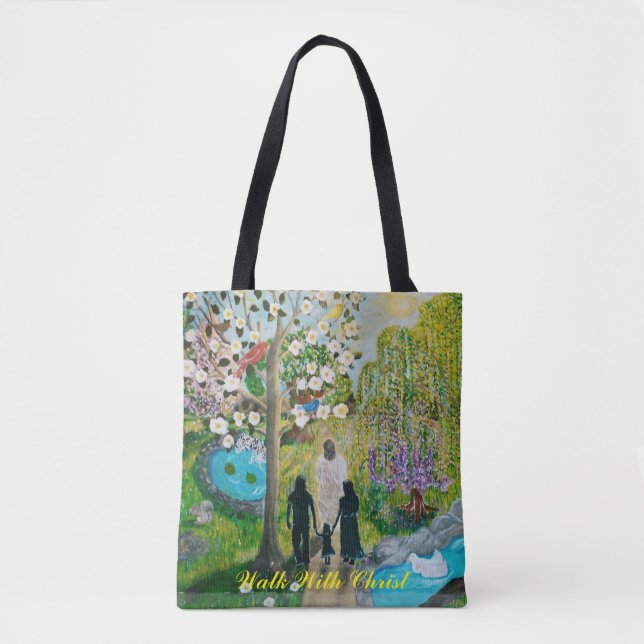 Bolso De Tela "Camina con Cristo" Tote Bag (Anverso)
