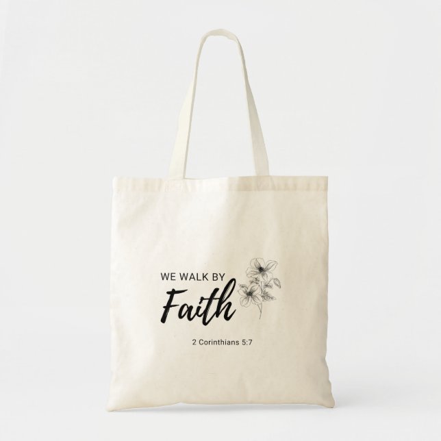 Bolso De Tela Caminamos Por La Fe Cristiana Biblia Guiada Cita 2 (Frente)