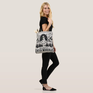 Bolso De Tela Caminando en invierno un hombre de nieve maravilla