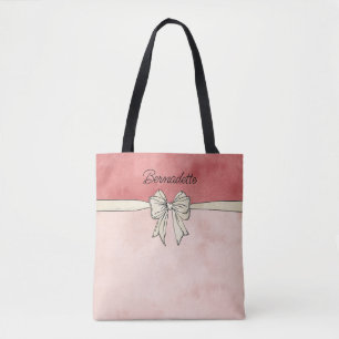 Bolso De Tela Caminata de colores rosa y crema de vaca