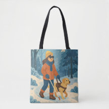 Caminata de invierno con Ilustracion de perro guía