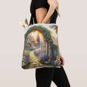 Bolso De Tela Camino de jardín encantado de Cottagecore