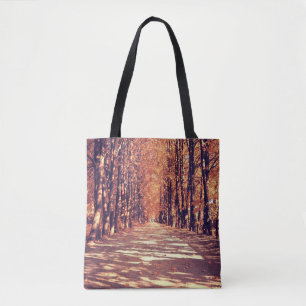 Bolso De Tela Camino Forestal de Otoño: Tranquilo viaje paisajís