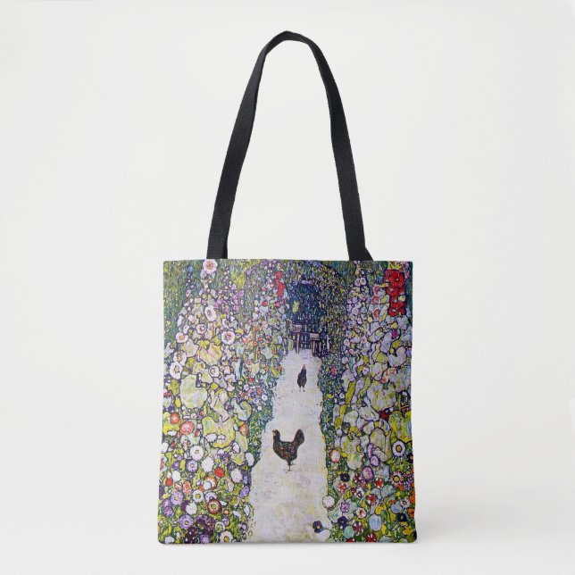 Bolso De Tela Camino Jardín con Pollos, Gustav Klimt (Anverso)