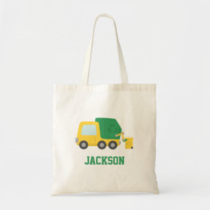 Bolso De Tela Camión de basura amarillo y verde de reciclaje