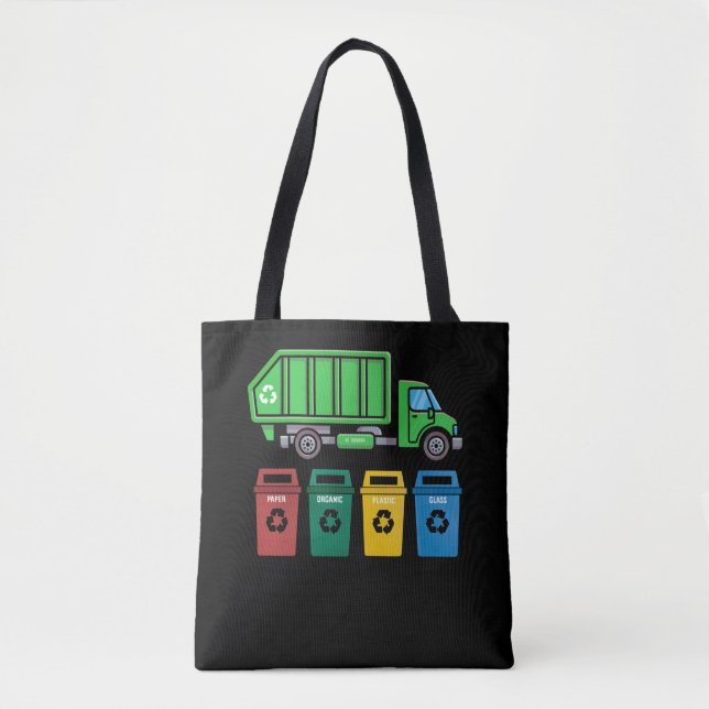 Bolso De Tela Camión de basura Camión niños Camión de reciclaje (Anverso)