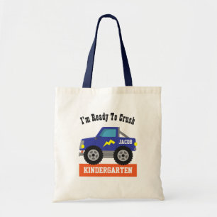 Bolso De Tela Camión de carreras azul aplasta niños de jardín de