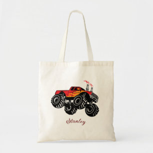 Bolso De Tela Camión de monstruo personalizado con nombre de niñ