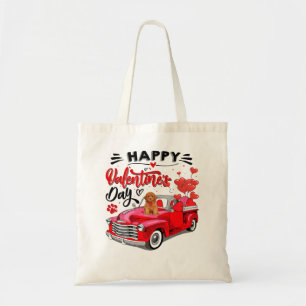 Bolso De Tela Camión de perro de caniche de perro rojo Happy Val