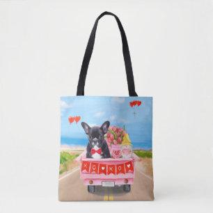 Bolso De Tela Camión de San Valentín de Bulldog Francés