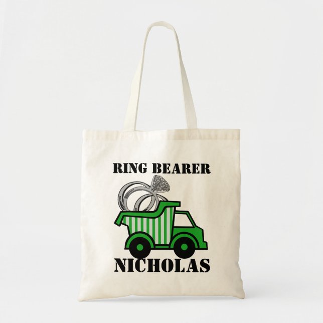Bolso De Tela Camión de volquete verde del portador de anillo (Frente)