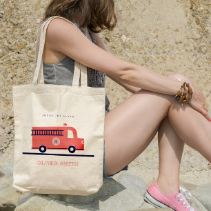 Bolso De Tela Camión Monograma de la Marina Roja Cute