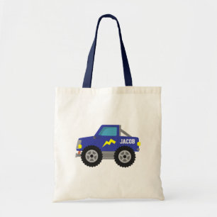 Bolso De Tela Camión Monstruo Azul de Carreras, para Niños