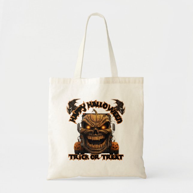 Bolso De Tela Camión Monstruo de Calabaza Halloween Escándalo Ha (Frente)