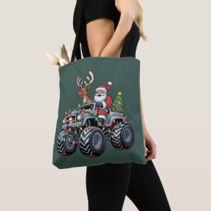 Bolso De Tela Camión Monstruo Navidad Santa Vacaciones Niños