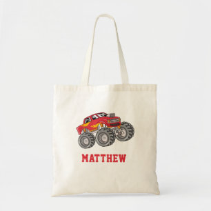 Bolso De Tela Camión Monstruo Personalizado Nombre de Niño