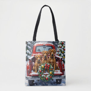 Bolso De Tela Camión Rojo Navideño Bouvier des Flandres Vacacion