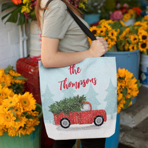 Bolso De Tela Camión rojo Personalizado de guiones navidades