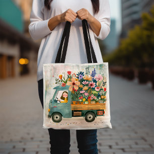 Bolso De Tela Camión Vintage Floral Delivery Art Tote Bag