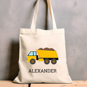 Bolso De Tela Camión Volquete Amarillo Niños Construcción Person