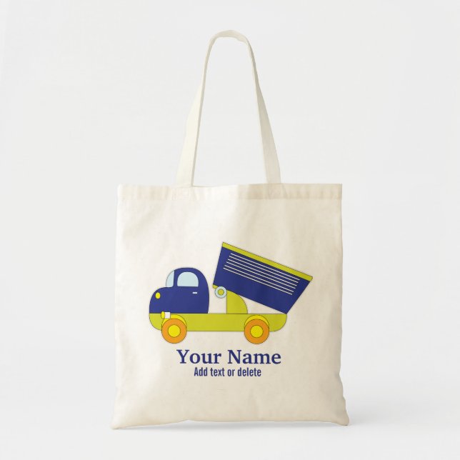 Bolso De Tela Camión volquete azul y verde personalizado de la (Frente)