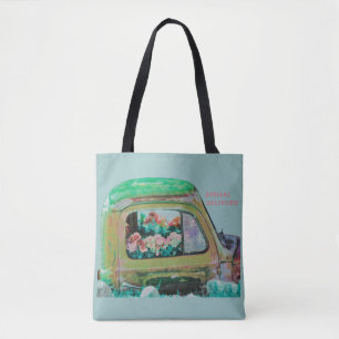 Bolso De Tela Camioneta de entrega de flores especiales ramo div