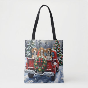 Bolso De Tela Camioneta Roja de Navidad Beagle Fiesta