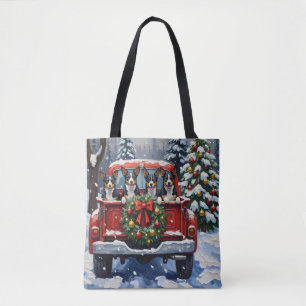 Bolso De Tela Camioneta Roja de Navidad Blue Heeler Fiesta