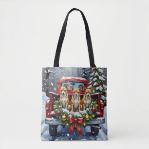 Bolso De Tela Camioneta Roja de Navidad Chihuahua Fiesta