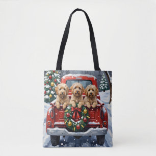 Bolso De Tela Camioneta Roja de Navidad Havanese Fiesta