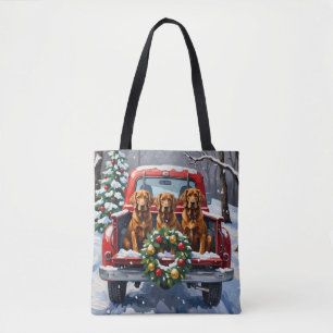 Bolso De Tela Camioneta Roja Navideña Setter Rojo Irlandés Fiest