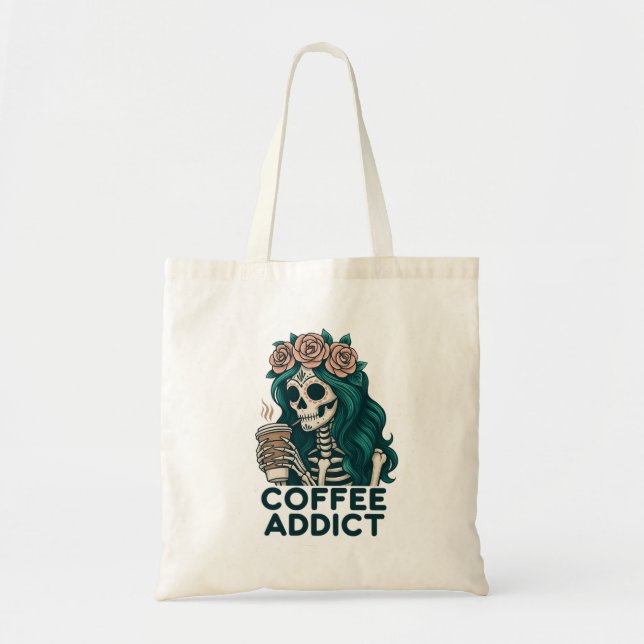 Bolso De Tela Camisas de diseño de skeleton de amante del café g (Frente)