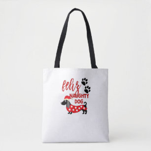 Bolso De Tela Camisas de Navidades de Dachshund _ Divertida Feli