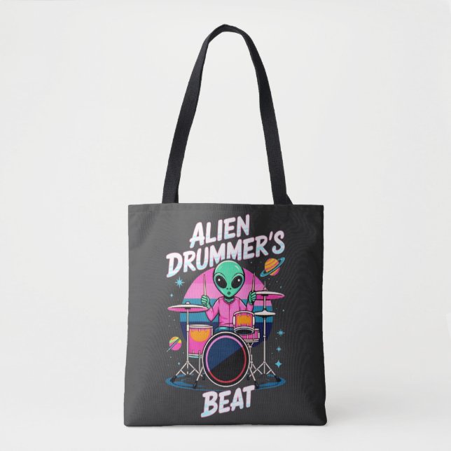 Bolso De Tela Camiseta Beat de Alien Drummer - Gráfica divertida (Anverso)