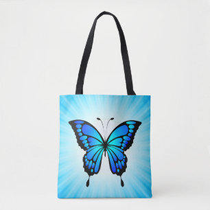 Bolso De Tela Camiseta Butterfly Blue Insect Illustration-20284