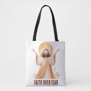 Bolso De Tela Camiseta cristiana Jesús Fe sobre Miedo