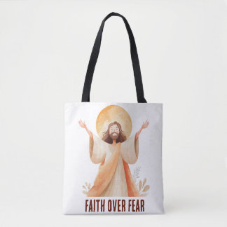 Bolso De Tela Camiseta cristiana Jesús Fe sobre Miedo