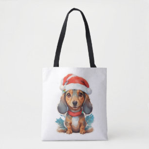 Bolso De Tela Camiseta Cute Dachshund Santa Classic